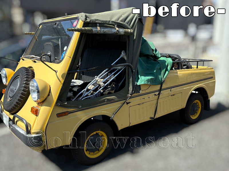 自動車シート張替えC-68/　HONDAバモスⅡ　シート張替え施工前車体画像