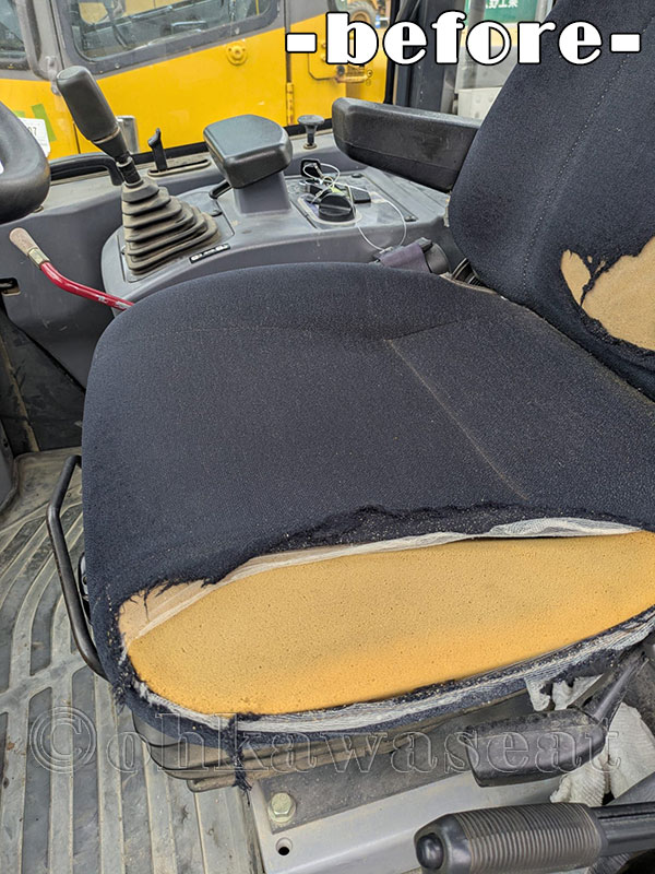 その他の製作 O-19/土木・建設機械　KOMATSU　ホイールローダーWA-100　オペレーターシート張替前　座面部分